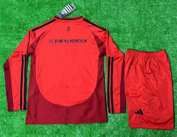 2024-2025 Bayern München Home Red LS Kids/Youth Soccer Uniform-2044