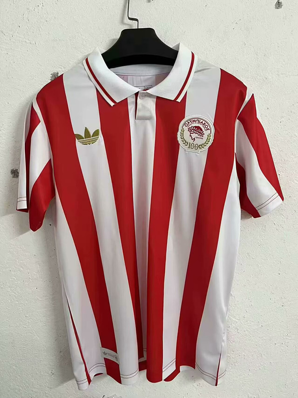 25-26 Olympiacos F.C. White& Red Thailand Soccer Jersey AAA-2044