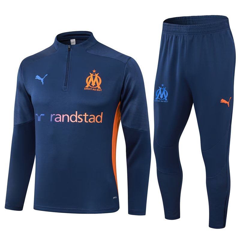 2024-2025 Olympique de Marseille Royal Blue Thailand Soccer Tracksuit-411