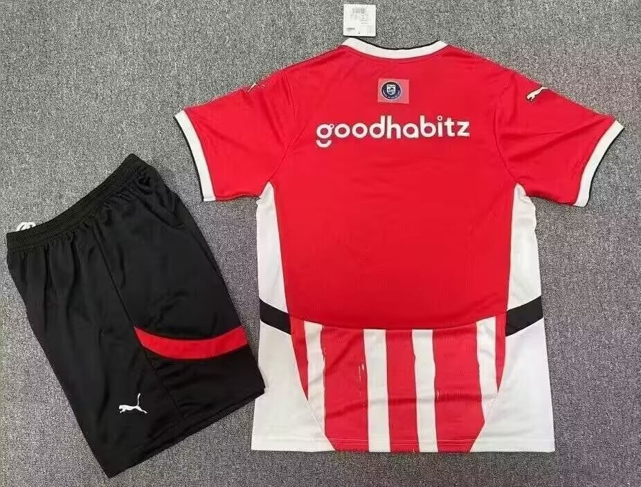 2024-2025 PSV Eindhoven Home Red&White Soccer Uniform-6552