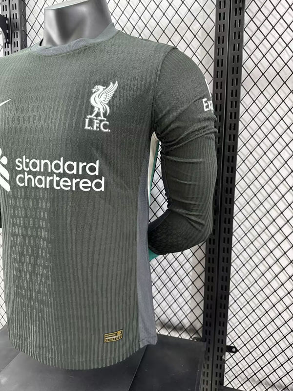Player Version 2024-2025 Liverpool Away Dark Green LS Thailand Soccer Jersey AAA-4285