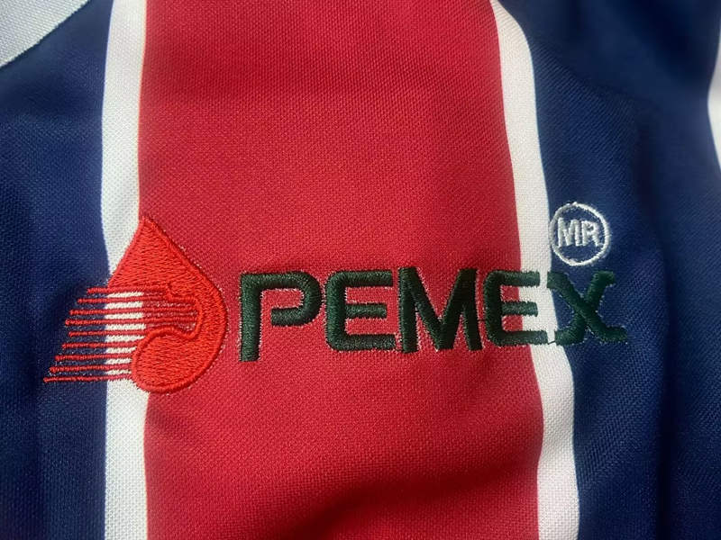 Retro Version 96-97 Deportivo Guadalajara Away Red&Blue LS Thailand Soccer Jersey AAA-6895