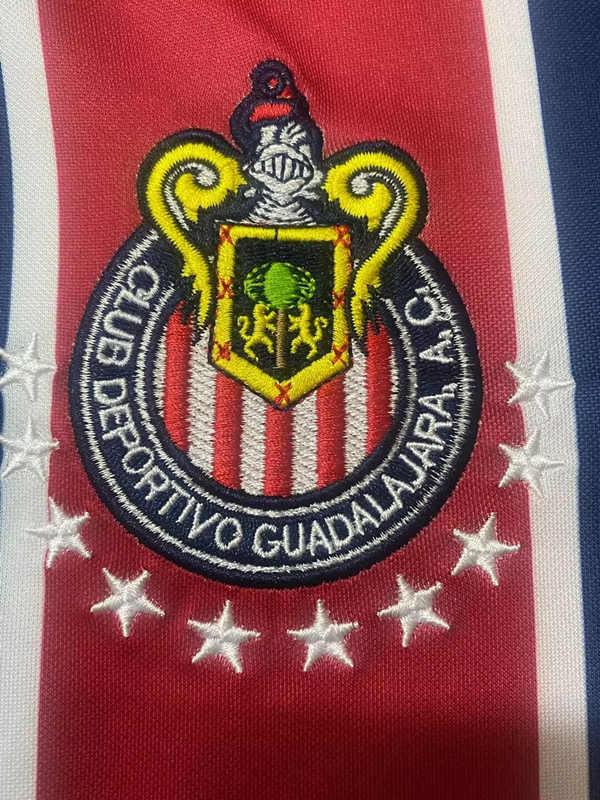 Retro Version 96-97 Deportivo Guadalajara Away Red&Blue LS Thailand Soccer Jersey AAA-6895