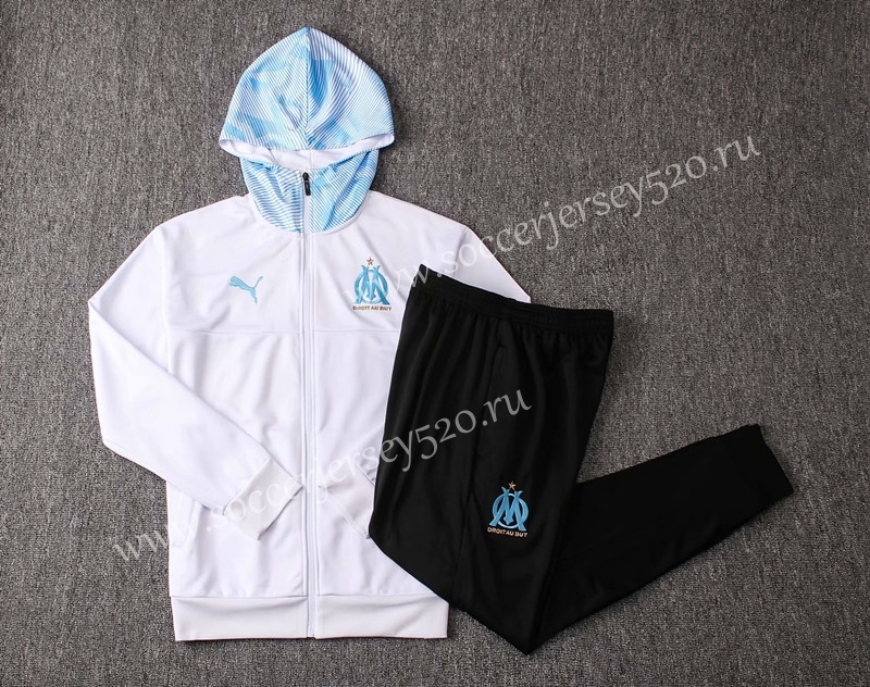 2019-2020 Olympique Marseille White Thailand Soccer Jacket Uniform With Hat-815