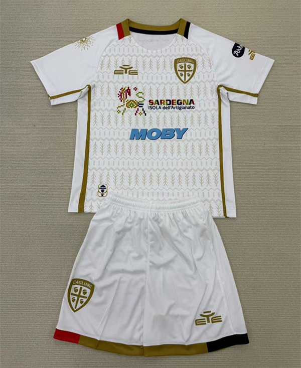2024-2025 Cagliari Calcio Away White Soccer Uniform-AY