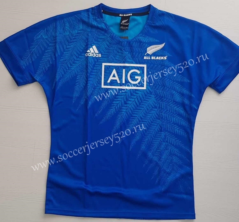 2019 World Cup All Blacks Blue Thailand Training Rugby Shirt