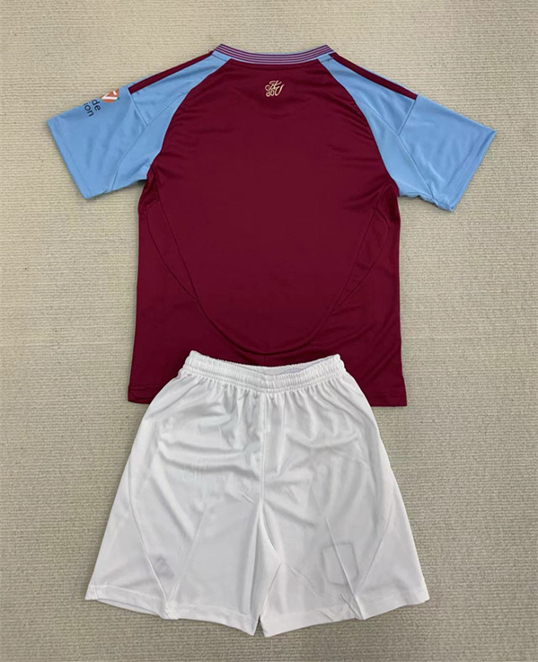 2024-2025 Aston Villa Home Blue&Red Soccer Uniform-AY