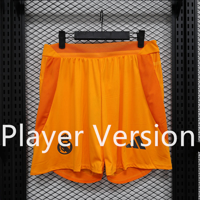Player Version 2024-2025 Real Madrid Away Yellow Thailand Soccer Shorts-888