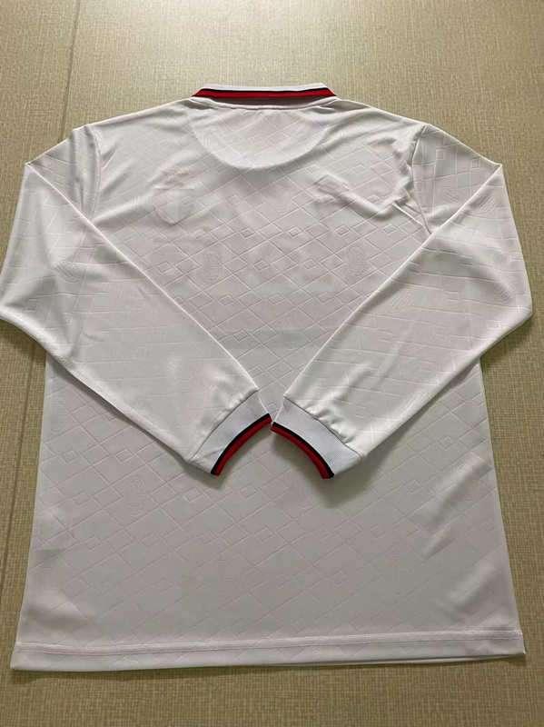 Retro Version 93-94 AC Milan Away White LS Thailand Soccer Jersey AAA-6895