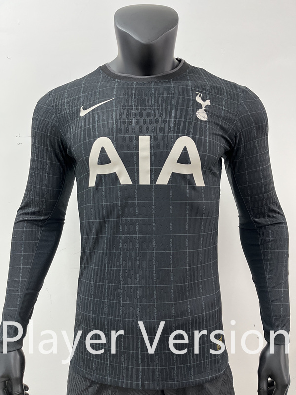 Player version 2025-26 Tottenham Hotspur Away Black LS Thailand Soccer Uniform-0871