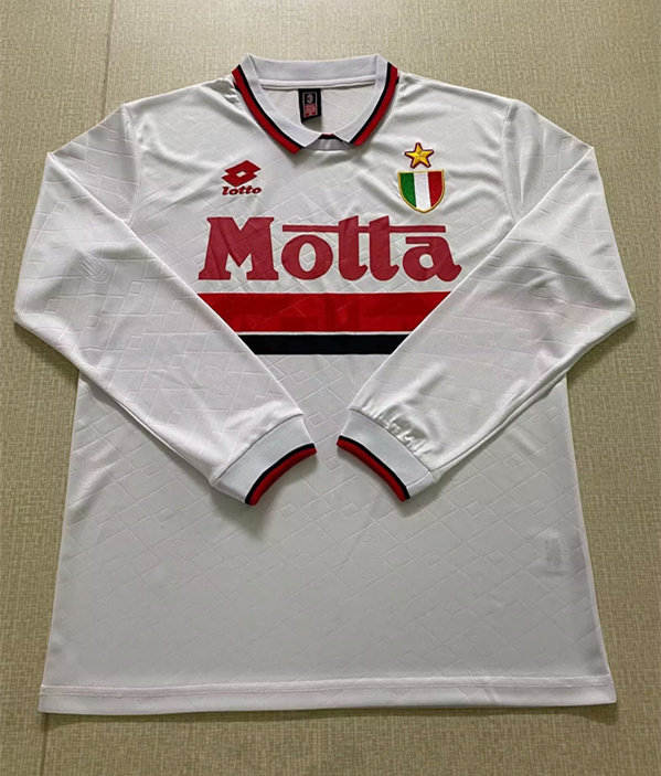 Retro Version 93-94 AC Milan Away White LS Thailand Soccer Jersey AAA-6895