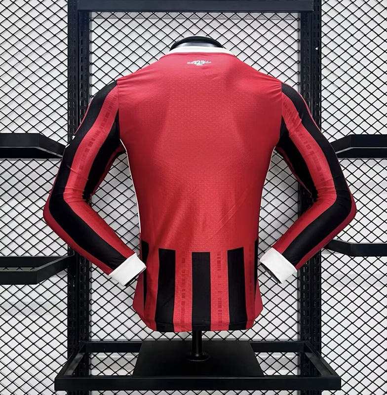 Player Version 2024-2025 AC Milan Home Red&Black LS Thailand Soccer Jersey AAA-5982