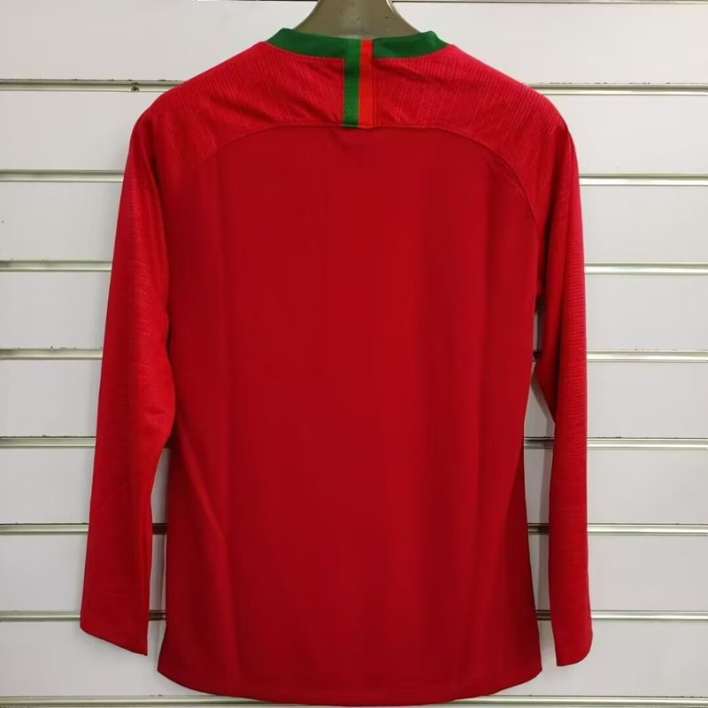 Retro Version 2018 Portugal Home Red LS Thailand Soccer Jersey AAA-6486