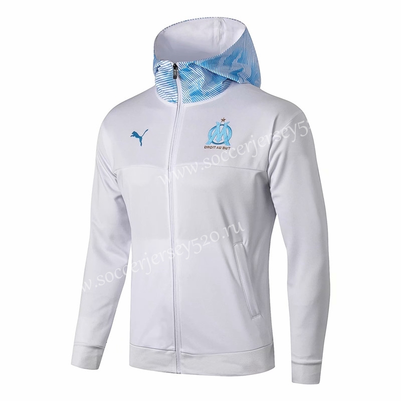 2019-2020 Olympique Marseille White Thailand Soccer Jacket Uniform With Hat-815