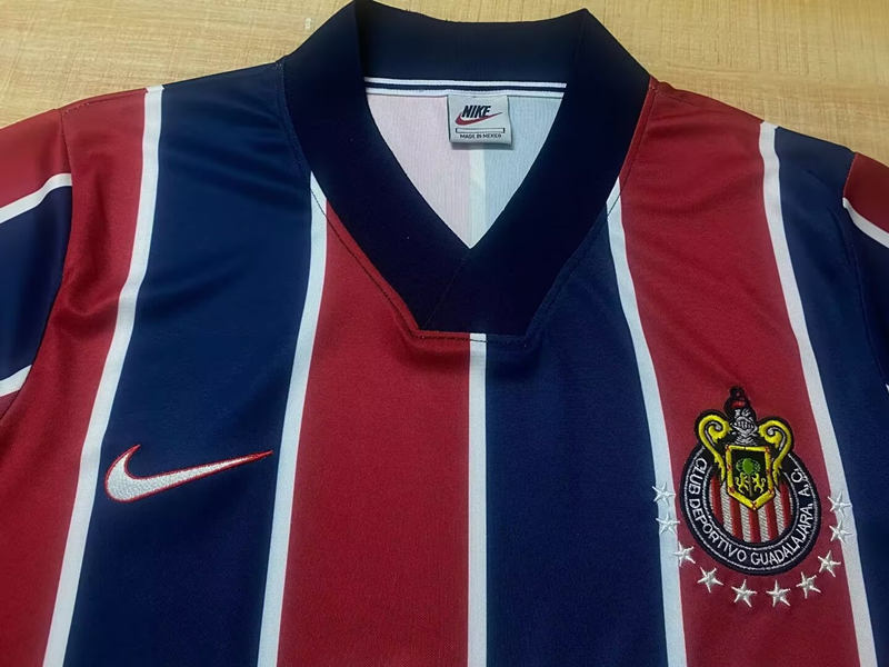 Retro Version 96-97 Deportivo Guadalajara Away Red&Blue LS Thailand Soccer Jersey AAA-6895