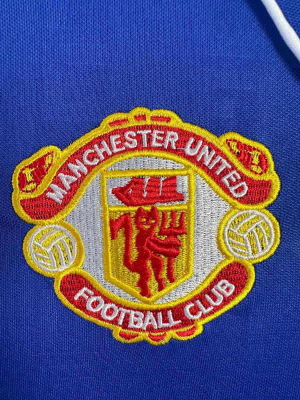 Retro Version 88-90 Manchester United 2nd Away Blue LS Thailand Soccer Jersey AAA-811