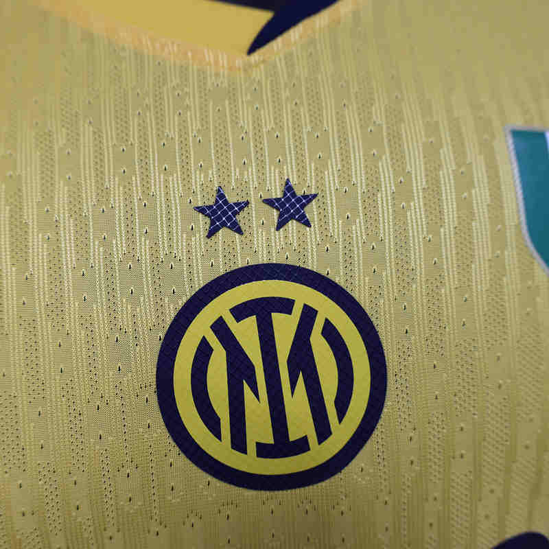 Player Version 2024-2025 Inter Milan 2nd Away Yellow LS Thailand Soccer Jersey AAA-888