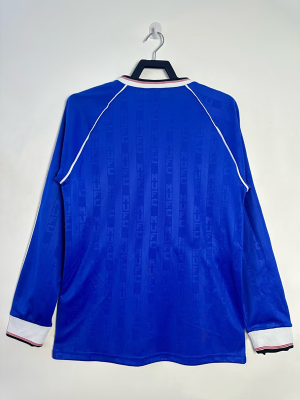 Retro Version 88-90 Manchester United 2nd Away Blue LS Thailand Soccer Jersey AAA-811