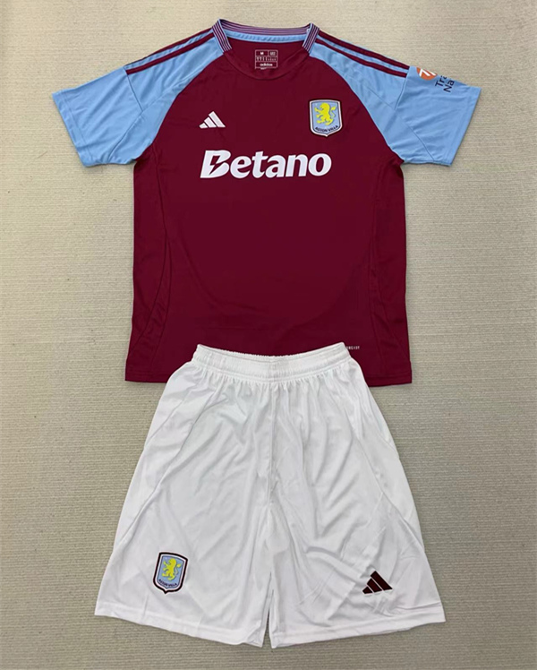 2024-2025 Aston Villa Home Blue&Red Soccer Uniform-AY