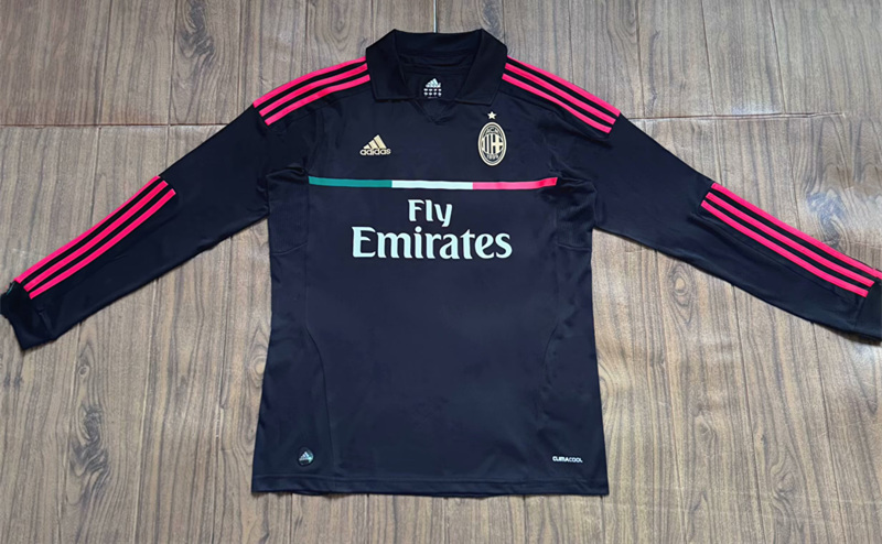 Retro Version 2011-2012 AC Milan Away Black LS Thailand Soccer Jersey AAA-6157