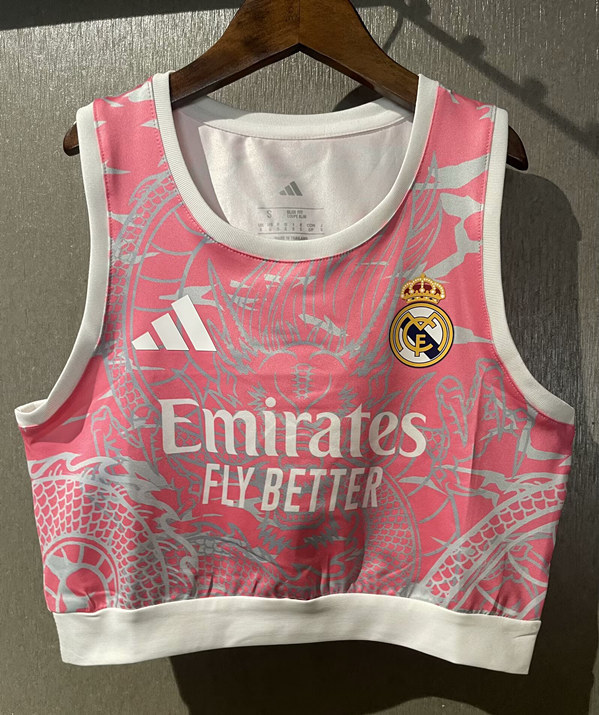 2025-2026 Dragon Pattern Real Madrid Pink Thailand Women Soccer Yoga Vest Jersey AAA-7411