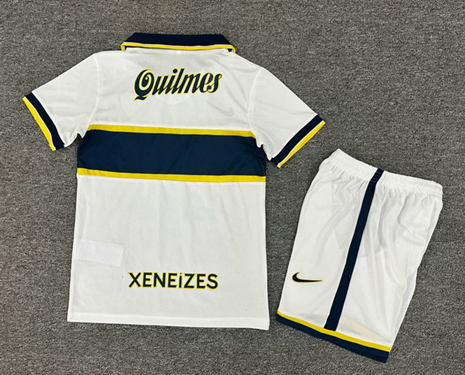 Retro Version 1996-1997 Boca Juniors Away White Kids/Youth Soccer Uniform-7809