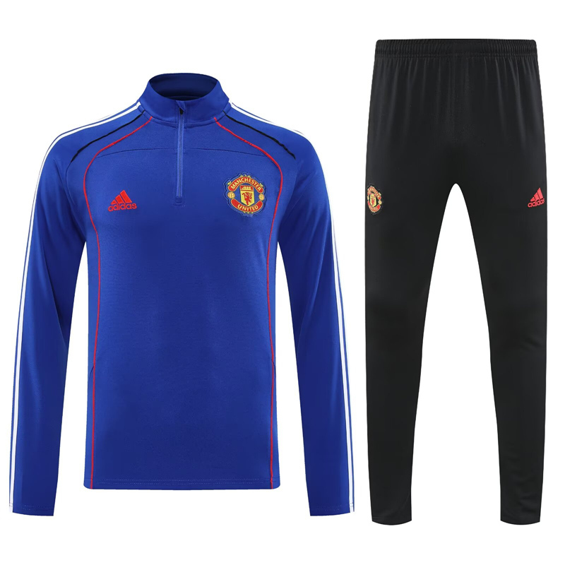 2025-2026 Manchester United Colorful Blue Thailand Soccer Tracksuit-4627