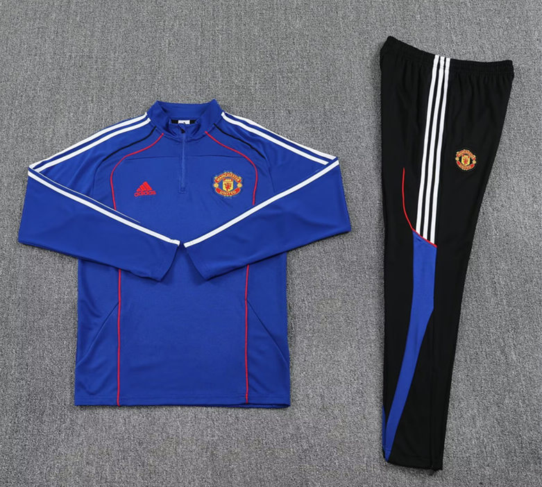 2025-2026 Manchester United Colorful Blue Thailand Soccer Tracksuit-4627