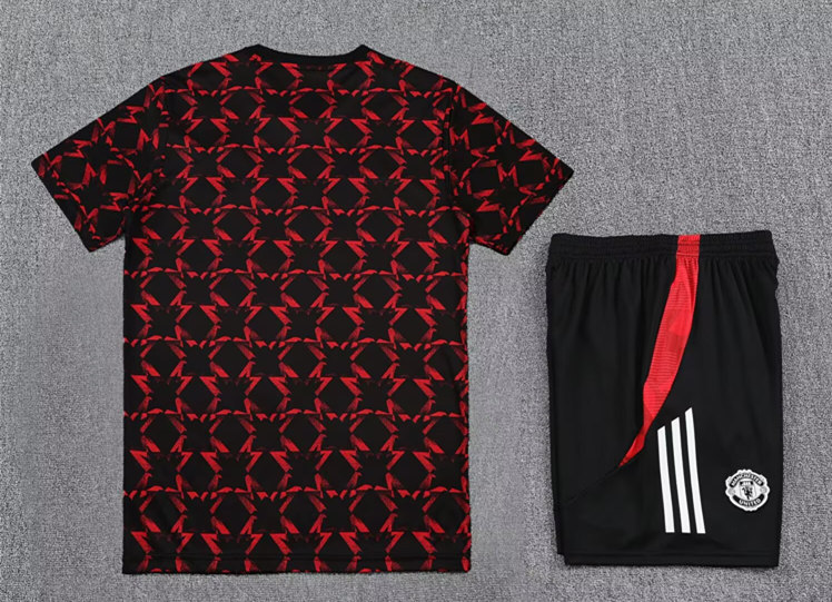 2025-2026 Manchester United Black&Red Dotted Thailand Soccer Training Uniform-418