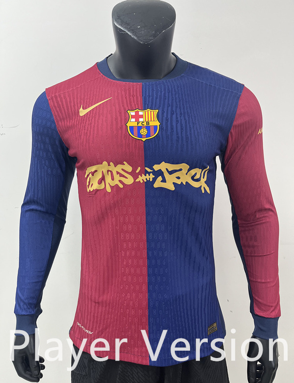 Player Version 2025-2026 Joint Edition Barcelona Home Red&Blue Thailand Soccer LS Jersey AAA-0871