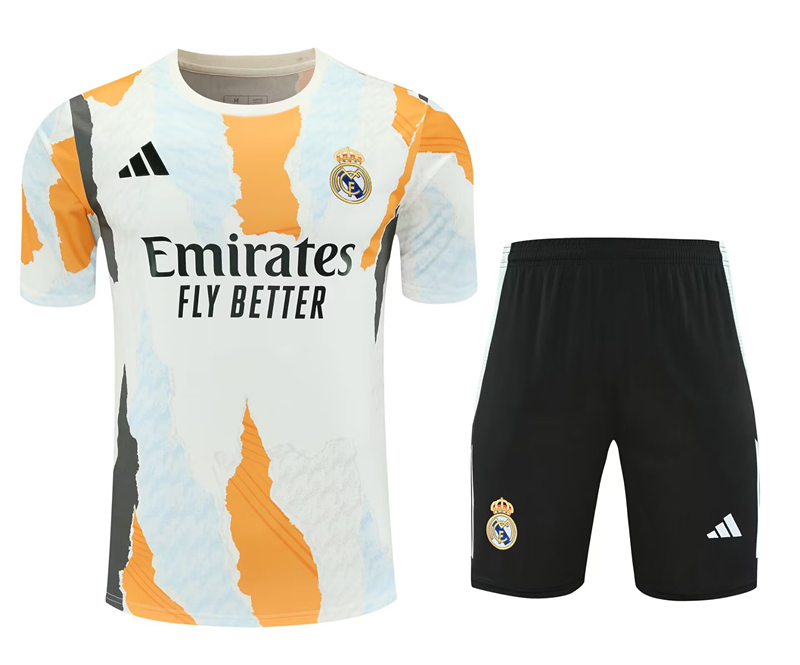 2025-2026 Real Madrid Yellow&White Training Soccer Uniform-418