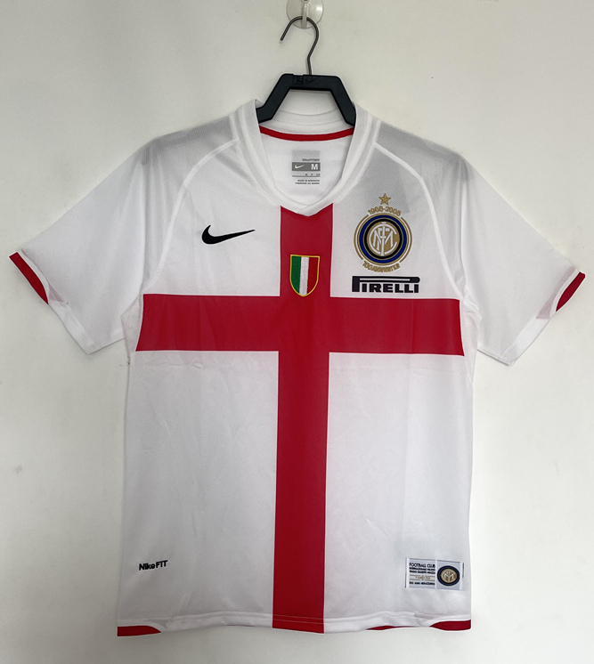 Retro Version 2007-2008 Inter Milan Away Red&White Thailand Soccer Jersey AAA-811