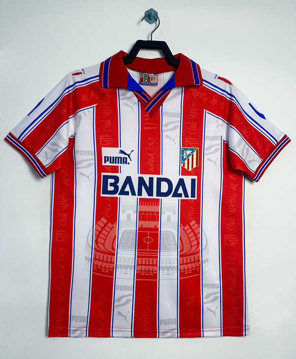 Retro Version 1996-1997 Atletico Madrid Home White&Red Thailand Soccer Jersey AAA-811