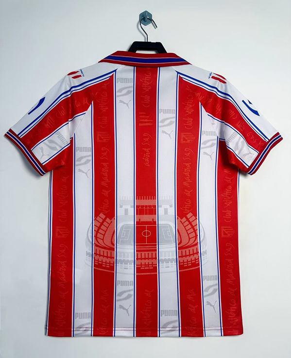 Retro Version 1996-1997 Atletico Madrid Home White&Red Thailand Soccer Jersey AAA-811