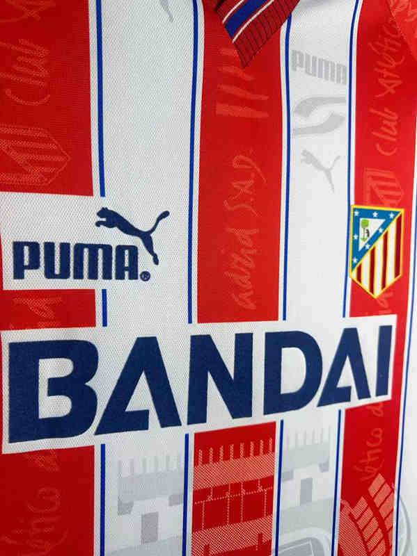 Retro Version 1996-1997 Atletico Madrid Home White&Red Thailand Soccer Jersey AAA-811