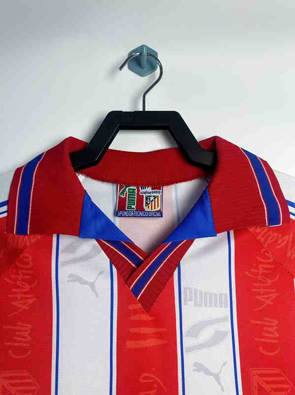 Retro Version 1996-1997 Atletico Madrid Home White&Red Thailand Soccer Jersey AAA-811
