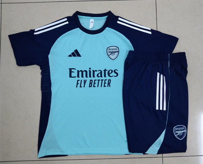 2025-2026 Arsenal Light Blue Short-Sleeve Thailand Soccer Tracksuit-815