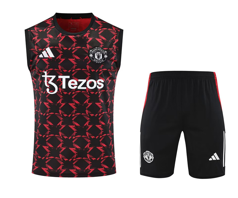 2025-2026 Manchester United Red&Black Plaid Thailand Training Vest Uniform-418