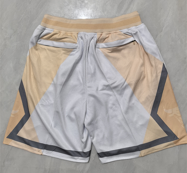 (S-3XL) City Version Chicago Bulls Off-White NBA Shorts (With Pockets)-0593