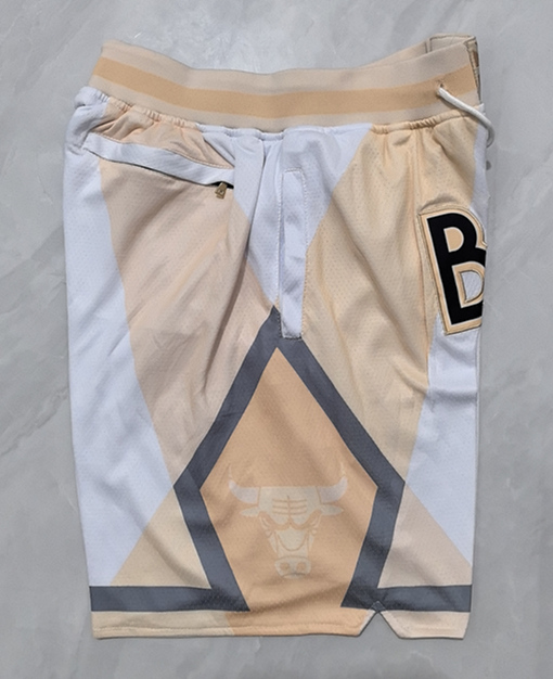 (S-3XL) City Version Chicago Bulls Off-White NBA Shorts (With Pockets)-0593