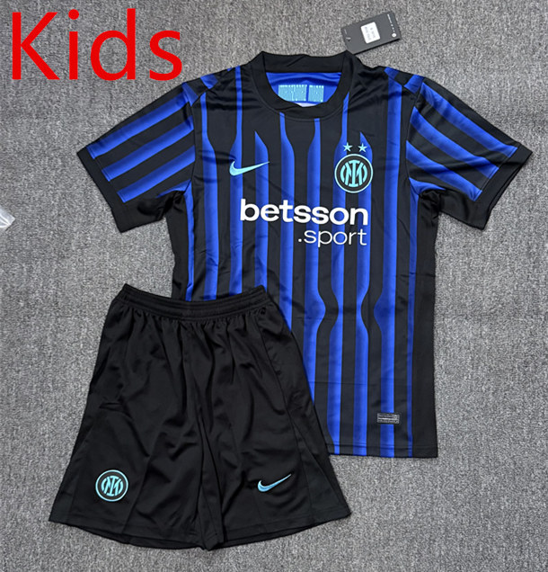 2025-2026 Inter Milan Home Blue&Black Kid/Youth Soccer Uniform-4247