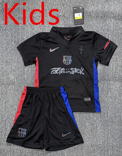 2025-2026 Joint Advertising Version Barcelona Black Kids/Youth Soccer Uniform-4247