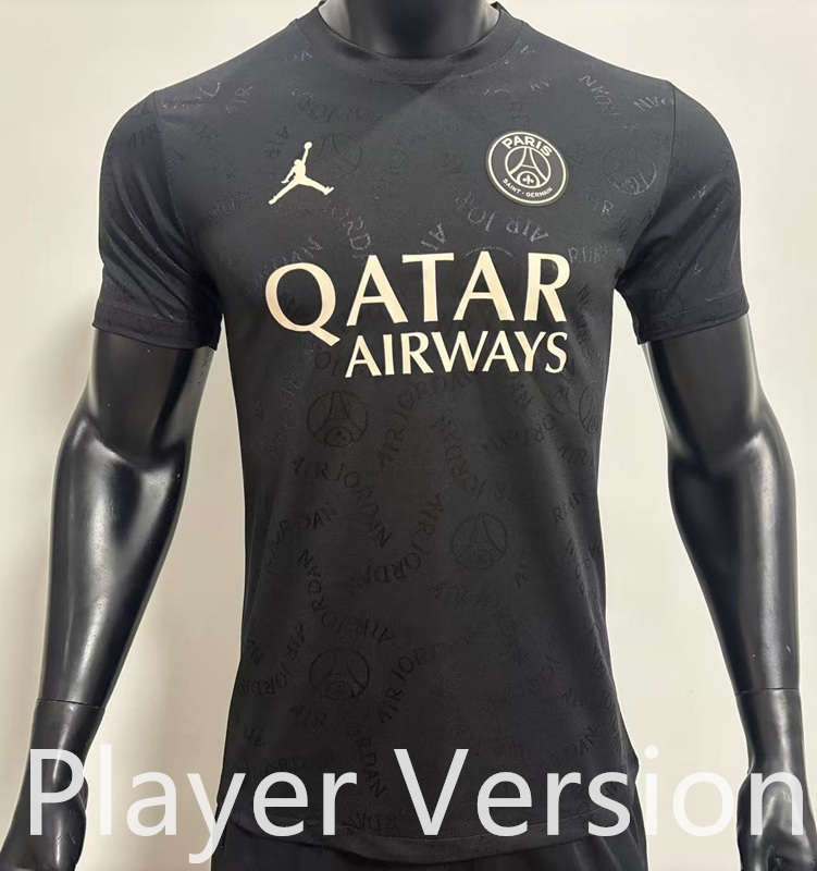 Player Version 2025-2026 Paris Black Thailand Soccer Jersey AAA-SJ