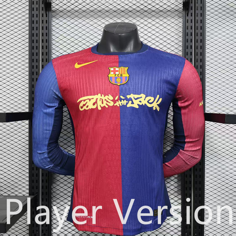 Player Version 2025-2026 Special Version Advertising Barcelona Red&Blue Thailand LS Soccer Jersey AAA-888