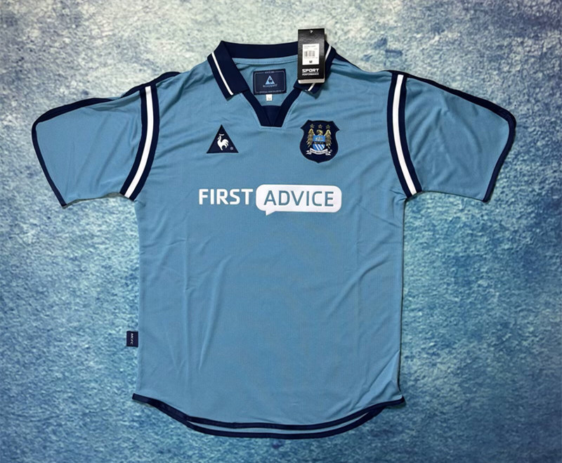 Retro Version 2002-2003 Season Manchester City Home Blue Thailand Soccer Jersey AAA-6590