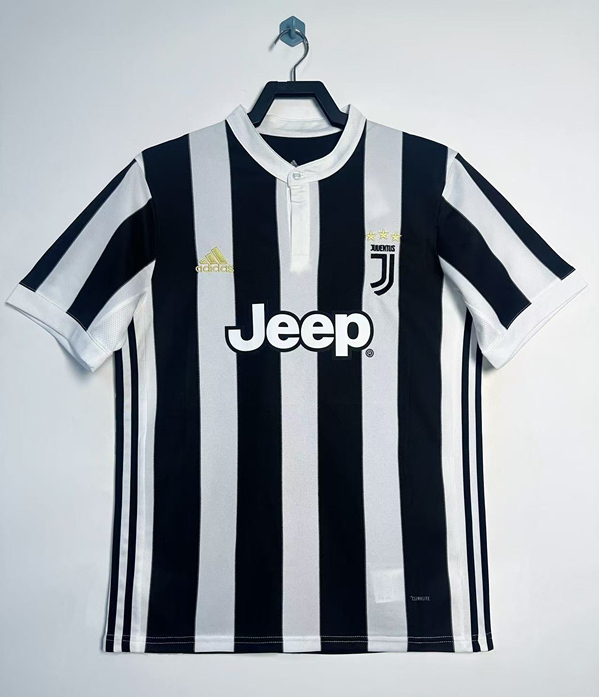 Retro Version 2017-2018 Juventus Home Black&White Thailand Soccer Jersey AAA-811