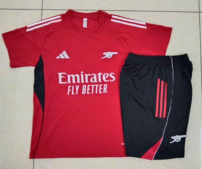 2025-2026 Arsenal Red Thailand Short-Sleeve Soccer Tracksuit-815