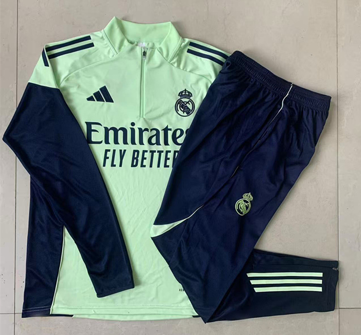2025-2026 Real Madrid Light Green Thailand Soccer Tracksuit-815