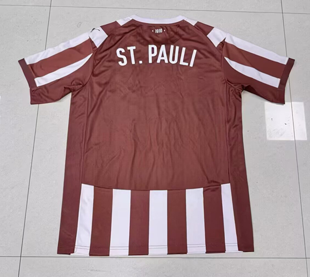 (S-4XL) 2025-2026 FC St. Pauli Home Red&White Stripes Thailand Soccer Jersey AAA-2044