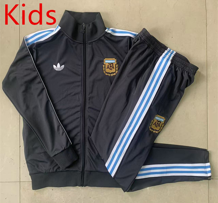 2025-2026 Retro Version Argentina Dark Grey Kids/Youth Soccer Jacket Uniform-815